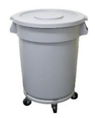 80L HEAVY DUTY ROUND BIN WITH LID AND DOLLY BASE